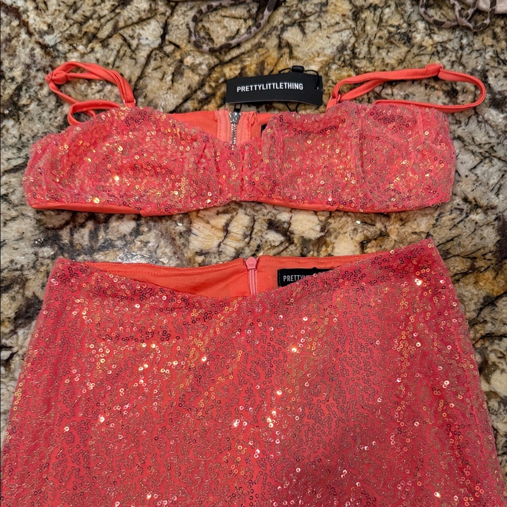 PrettyLittleThing Midaxi two piece bralette & split back skirt